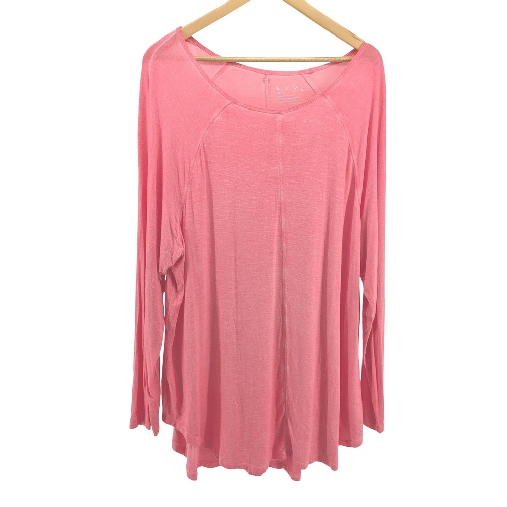 LIVI Coral Long Sleeve Scoop Neck Soft Top Size‎ 18/20 Athleisure Lounge Comfort